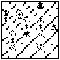 1.Tc3!  (>2.Rc6#) 1.- Le8  2.Lb8  (>3.Lxa7#) Tf7 3.Kf3  (>4.Rxf5#)  Ld7  4.Lxa7#