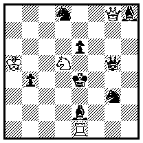 1.Kf5 Dg7 2.Lg4 Te5#, 1.e5 Re3 2.Lf3 Dc4# 