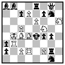 1.La1! 1.- ~ 2.Td4+ Ke5 3.Td5+, 1.- c6 2.Rd6+ Ld6 3.Ld3+ (0,67, 1.- Rxe6 2.Ld3+ Kd5 3.c4+, 1.- Rxf5 2.Ld3+ Kd5 3.Lxf5+, 1.- Txe6 2.Ld5+ Lxd5 3.Td4+, 1.- f6 2.Td4+ Ke5 3.Te3+